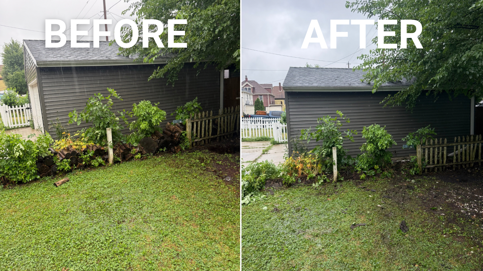 Before and after: Yard debris & brush haul in Wisconsin by Badger State Junk