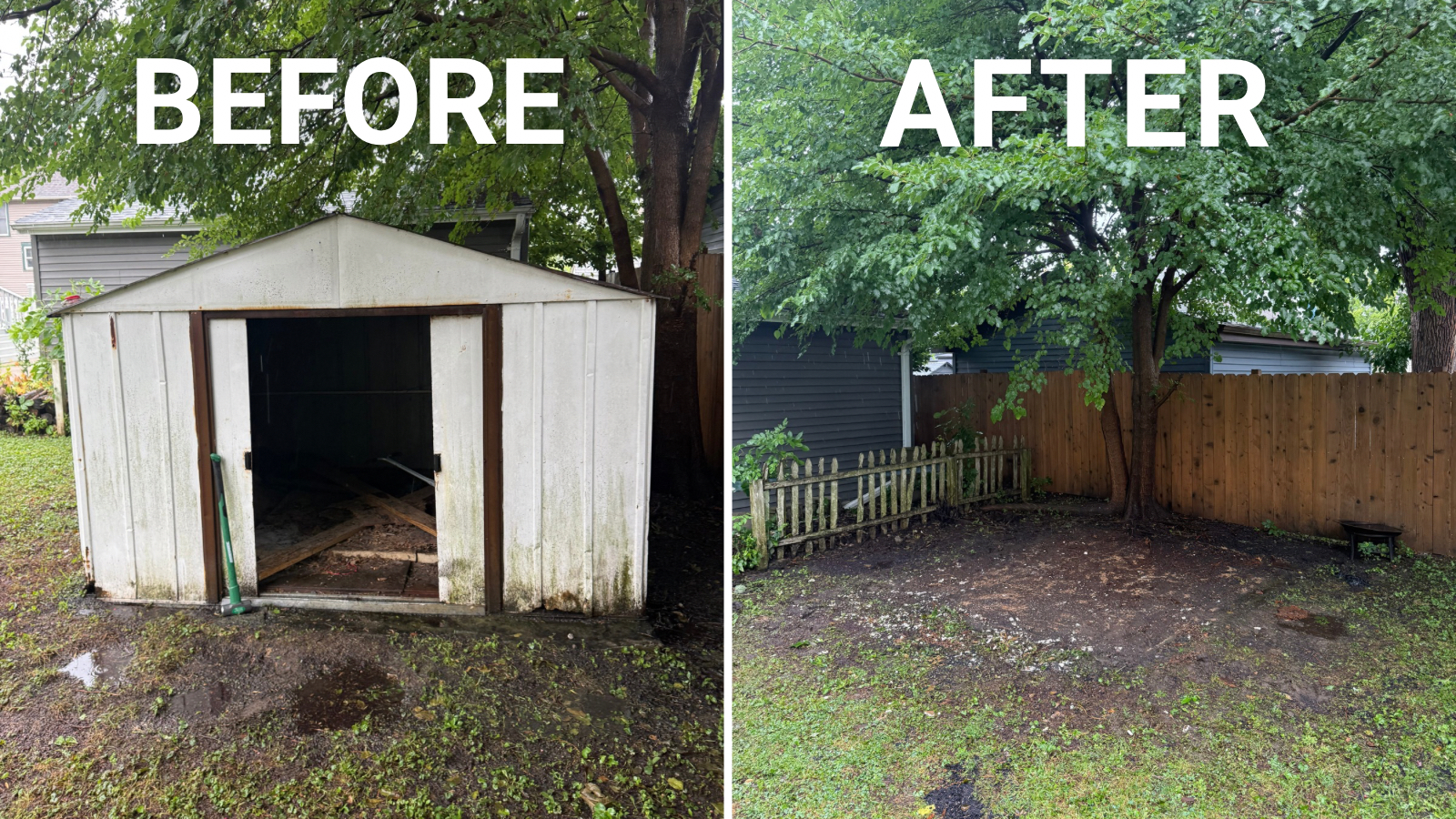Before and after: Shed demolition & removal in Wisconsin by Badger State Junk